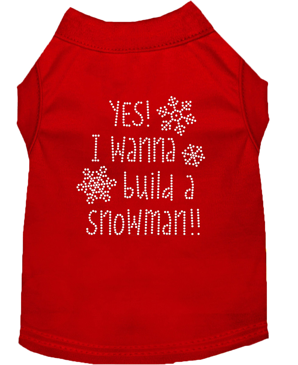 Yes! I want to build a Snowman Rhinestone Dog Shirt Red Lg